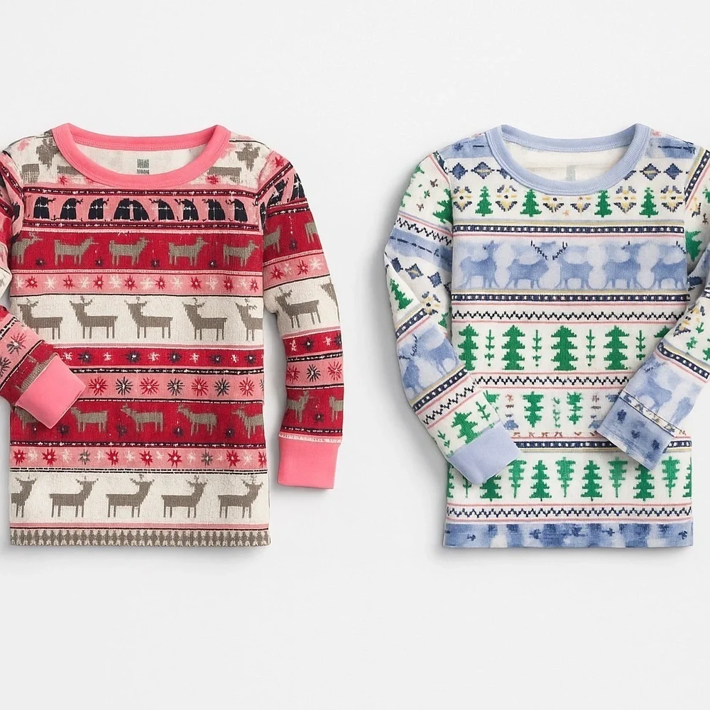 SET of 2 Winter Fair Isle Pajama Tops Only